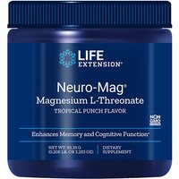 Neuro-Mag Magnesium L-Threonate Powder, Tropical Punch Flavor, 93.35 g, Life Extension