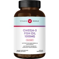 Omega-3 Fish Oil 1000 mg, Value Size, 250 Rapid Release Softgels, Vitamin World