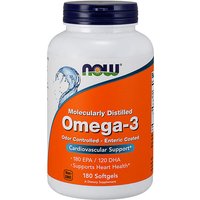 Omega-3 Moleculary Distilled, 180 Softgels, NOW Foods