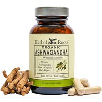Organic Ashwagandha, 60 Vegan Capsules, Herbal Roots