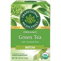Organic Green Tea Matcha with Toasted Rice, 16 Tea Bags, Traditional Medicinals Teas