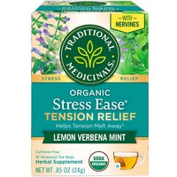 Organic Stress Ease Tension Relief, Lemon Verbena Mint, 16 Tea Bags, Traditional Medicinals Teas