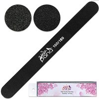 Pana Round Double Sided Emery Board Nail Files - Black (Grits: 100/100 to 100/180), 1 Pack (10 Pieces)
