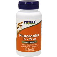 Pancreatin 10X 200 mg, 100 Capsules, NOW Foods