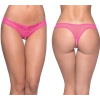 Paradise Crotchless Pearl Thong, Pink, 3X/4X, Oh La La Cheri Lingerie