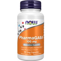 PharmaGABA 100 mg, Relaxation Support, 90 Veg Capsules, NOW Foods