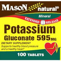 Potassium Gluconate 595 mg Extended Release, 100 Tablets, Mason Natural