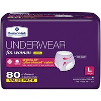 Protective Underwear for Women - Large, Value Pack, 80 ct, Members Mark