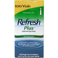 Refresh Plus Lubricant Eye Drops, Moisturizing Relief, 100 Single Use Containers