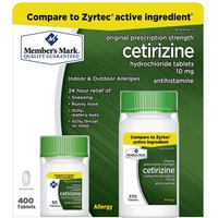 Cetirizine Hydrochloride Antihistamine 10 mg, Allergy Relief, 400 Tablets, Members Mark