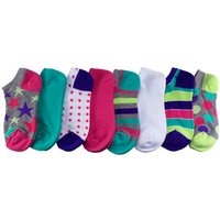 Stride Rite Girls No-Show Sock - Party Star, 8 Pack