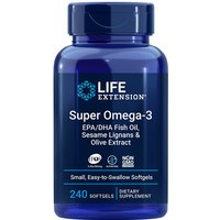Super Omega-3 EPA/DHA Fish Oil, Sesame Lignans & Olive Extract, 240 Easy-to-Swallow Softgels, Life Extension