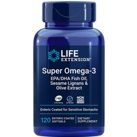 Super Omega-3 EPA/DHA Fish Oil, Sesame Lignans & Olive Extract, 120 Enteric-Coated Softgels, Life Extension