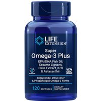 Super Omega-3 Plus EPA/DHA Fish Oil, Sesame Lignans, Olive Extract, Krill & Astaxanthin, 120 Softgels, Life Extension