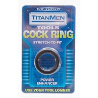 Clearance Sale 50% Off! TitanMen Stretch-To-Fit Cock Ring, Black, Doc Johnson