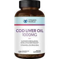 Triple Strength Cod Liver Oil 1000 mg, 120 Rapid Release Softgels, Vitamin World
