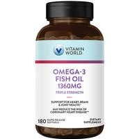 Triple Strength Omega-3 Fish Oil 1360 mg, Value Size, 180 Rapid Release Softgels, Vitamin World