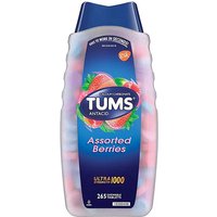 Tums Ultra Strength 1000 Calcium Carbonate Antacid Supplement, Assorted Berries, 265 Chewable Tablets