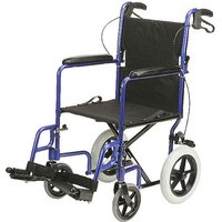 Ultra Light Weight Transporters with Hand Brake, 19 Inch Seat Width, Folding Back, 12 Inch Rear Polyurethane Tire, Burgundy Frame, Karman