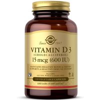 Vitamin D3 (Cholecalciferol) 15 mcg (600 IU), 120 Vegetable Capsules, Solgar