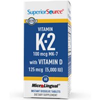 Vitamin K2 100 mcg (MK7) with D3 125 mcg (5,000 IU), 60 Instant Dissolve Tablets, Superior Source