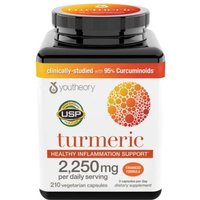 Youtheory Turmeric Healthy Inflammation Support 2250 mg, 210 Vegetarian Capsules
