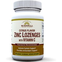 Zinc Lozenges with Vitamin C, Citrus Flavor, 60 Lozenges, Windmill Health Products