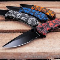 Skull Camo Spring Assisted 3.5" Pocket Knife