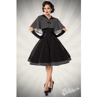 Belsira Swing Kleid mit Cape aus Jersey Ärmellos mit süßem Kragen, dekorativen Stoffknöpfen und nahtfeinem Reißverschluss