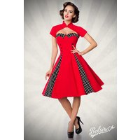 Vintage Kleid mit Bolero, Vintage Retrokleid mit Tellerrock, herzförmigem Ausschnitt und kurzen Ärmeln, Eleganz mit Godets und dekorativen Knöpfe