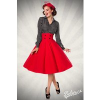 High Waist Tellerrock, Retro Chic pur Knieumspielender High Waist Rock mit Zierknöpfen von BELSIRA