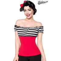 Vintage Retro Bluse schulterfrei von BELSIRA mit Raffungen, elastischem Gummizug und kurzen Ärmeln feminine 50s Rockabilly Bluse für Damen