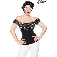 BELSIRA Schulterfreie Retrobluse im 50s Vintage Stil mit Puffärmeln, Gummizug und Brust RaffungIdeal für Rockabilly Pin up Outfits
