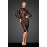 Durchsichtiges Kleid, Klassisches Kleid F182 aus weichem Tüll mit hohem Kragen, Knopfverschluss und sexy Rückenausschnitt mit Spitzenbesatz von Noir Handmade