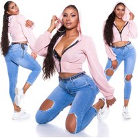 Ankle Röhren Skinny Fit Jeans mit XL Löcher