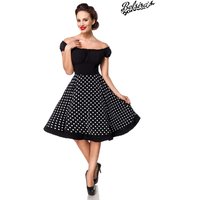 BELSIRA Swing Kleid Retro Style mit Schulterfreiem Ausschnitt, Taillenband, Raffungen Tellerrock Vintage Jersey Kleid für Damen 50er Look