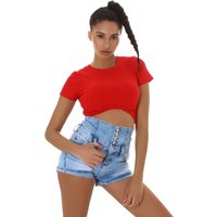 High Waist Jeans Shorts mit Corsagen Effekt