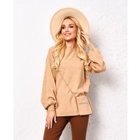 Unifarbener Oversize Pullover aus feinem Glattstrick mit Rundhals, langen Ballonärmeln, Rippbündchen und abnehmbarer Feinstrick Tasche mit Kettenträger