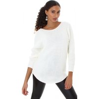 Weicher Rundhals Uni Strick Long Pullover