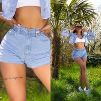 High Waist Jeans Hotpants mit Paperbag Bund