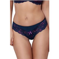 Axami charmanter String mit blauer Spitze verziert und pinker Schleife