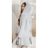 Koucla Grobstrick Cardigan mit Kapuze und sexy Rücken Cutout lässiger Look mit raffinierter Schnürung