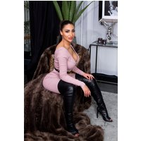 Uni Maxi Langarm V Neck Jumpsuit mit Gürtel