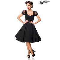 Vintage Kleid mit transparent bestickten Puffärmeln, Herzausschnitt und taillierender Naht stilvoller Auftritt mit nostalgischem Charme