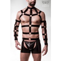Grey Velvet 5 teiliges Herren Harness Set 20050 aus Lederimitat mit Chaps, String und verstellbaren Gummibändern