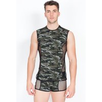 Herren Military 58 77 Camouflage Shirt mit Netz Einsatz
