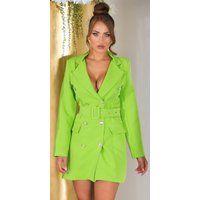 Koucla Tailliertes Blazer Minikleid mit tiefem V Ausschnitt, spitzem Kragen und Stoffgürtel elegante Silhouette mit Zierdetails