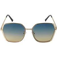 Getönte XXL Sonnenbrille mit Tönung, Trendige Sonnenbrille mit goldfarbenem Rahmen und Farbverlaufglas für einen modernen, ausdrucksstarken Look