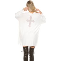 Stylo Long Pullover Oversized mit Mesh Kreuz