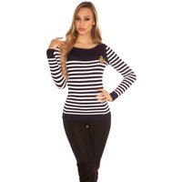 Navy Look Streifen Pullover mit Rundhals